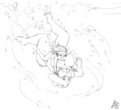 Toriel and Frisk Underwater Cave Peril